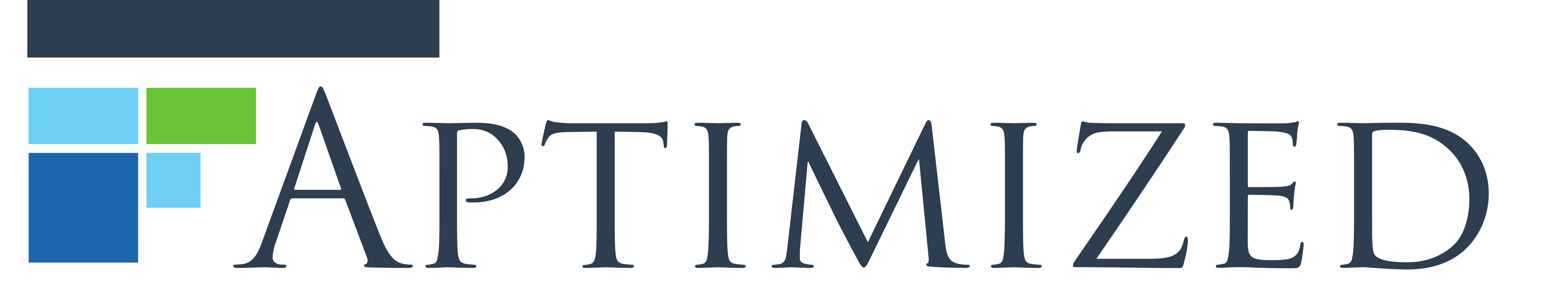 Aptimized logo showcasing a contemporary design with green and blue accents.