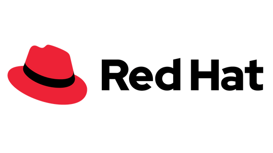 Red Hat logo: red fedora hat and text
